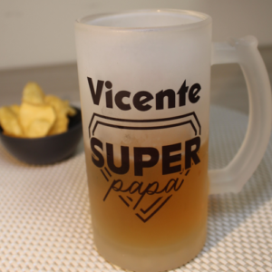 Jarra de Cerveza en Cristal Esmerilado Personalizada