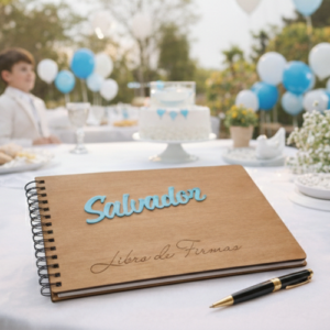 Libro de Firmas y Álbum con Tapas de Madera