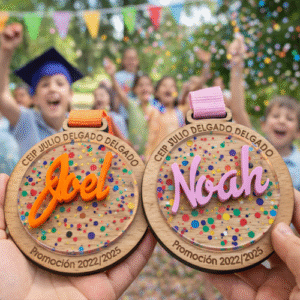 Medallas de Madera Personalizadas con Nombre en Metacrilato