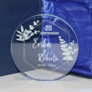 Placa de cristal con estuche