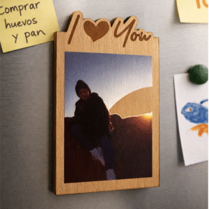 Imán de Nevera en Madera con Foto y Grabado