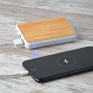 Power bank de bambú personalizado con impresión UV (5000 mAh)