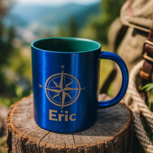 Taza de aluminio personalizada grabada a láser