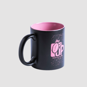 Taza de Cerámica Negra con Interior de Color